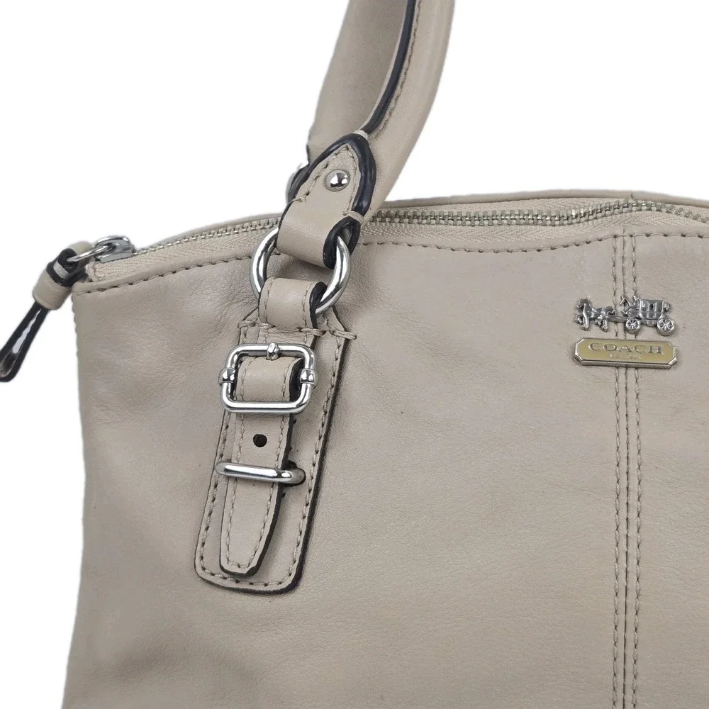 Coach Madison Mini Shoulder Bag Y2K Beige Leather Satchel Purse Buckles Vtg Y2K